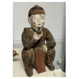 Carved Wood Asian Man Sculpture