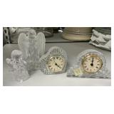 Small Crystal Shelf Clocks and Angels