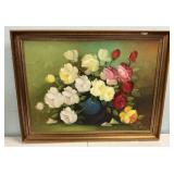 Signed Still Life Painting of Flowers