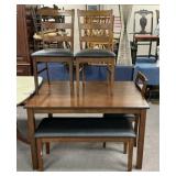 Late 20th Century Cherry Table, Chairs, and Bench