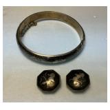 Thailand Sterling Bracelet and Clip on Earrings