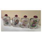 Four Chinese Glass Snuff Bottle Hand painted