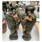 Pair of Resin Art Nouveau Style Figural Vases