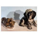 Two Porcelain Hand Painted Dog Figurines