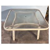 VTG White Metal and Glass Patio Table