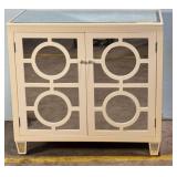 Hollywood Regency White Mirrored Cabinet