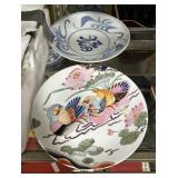 Oriental Round Decorative Plate with Mandarin Duck