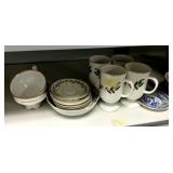 Porcelain Assorted Plates and Mugs