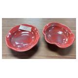 Two Red Ceramic G USA Bowls