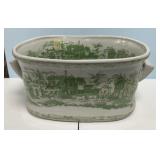 Large Green and White Porcelain Foot Tub