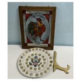 President Plate and Rooster Stain Glass