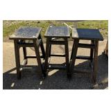 3 Worn Painted Barstools