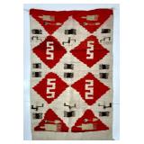 Native American rug: Red-white-black, 40" x 64"