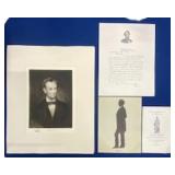 9 Lincoln engravings "From Life by F.B. Carpenter