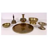 Brass lot: 4" dia. Bell / 7" bowl / 12" tray / 5.2