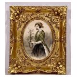 Color fashion print in 11.25" x 13.25" gold frame