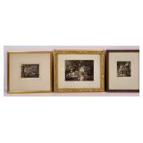 Signed engravings: Van Ostade - 1730, 3" x 4" and