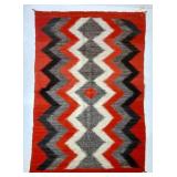 Navajo rug, red, gray, black, white "eyedazzler"