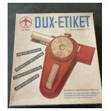 West Germany Dux-Etiket Name Plate Machine W/