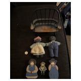 Folk Art - Wooden Amish Family, Handmade Black