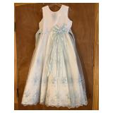 White w/blue Easter Flower Girl Dress - no size