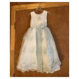 New white w/blue Easter Flower Girl dress size 3