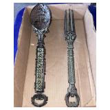 Large Cast iron fork and spoon