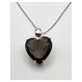 Sterling Smoky Quartz Enhancer Pendant, 18" Chain