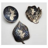 3 Siam Silver Brooches