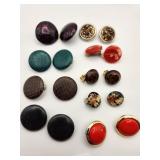 9 Pair Button Style Clip Earrings