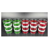 5 Vintage Red White & Green Stripe Tumblers