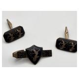 Siam Sterling Tie Bar and Cuff Links