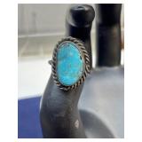 Size 6 sterling silver ring turquoise