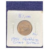 1951 uk Great Britain farthing coin