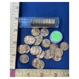 1960s mixed Lincoln penny coin roll unsearched