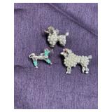 Poodle dog brooch pin lot