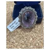 German silver Ring size 6 amethyst