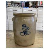 Antique blue 3 gallon primitive crock