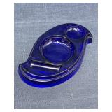 Cobalt blue glass vanity perfume make up holder