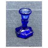 Miniature cobalt blue candlestick holder