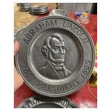 Abraham Lincoln pewter plate 70ï¿½s Sexton USA