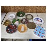 Christmas decor lot plates bowls