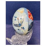 Asian paper Mché egg birds flowers stand not