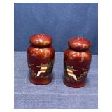 Vintage Asian salt and pepper lacquerware