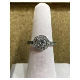 Sterling silver ring size 7.5 clear stones