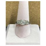 Sterling silver ring, size 9.5 with clear stones