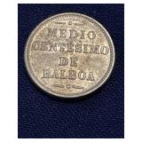 1907 Panama .900 silver EF 1/2 centesimo coin