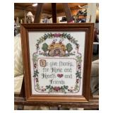 cross stitch give thanks Home friends 13 x 11