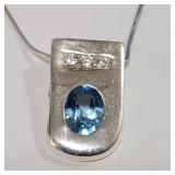 $140 Silver Blue Topaz Necklace