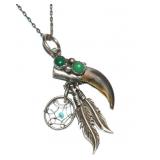 Silver Dream Catcher Feathers Horn Sterling Chain